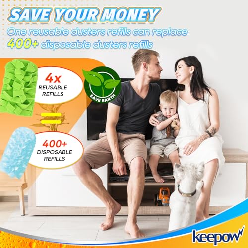 Image of KEEPOW 20 Pack Reusable Duster Refill Compatible with Swiffer Duster Refill, Microfiber Dusters for Cleaning, 360 Heavy Duty Duster Refills, Fleece Refills(Handle is Not Included)
