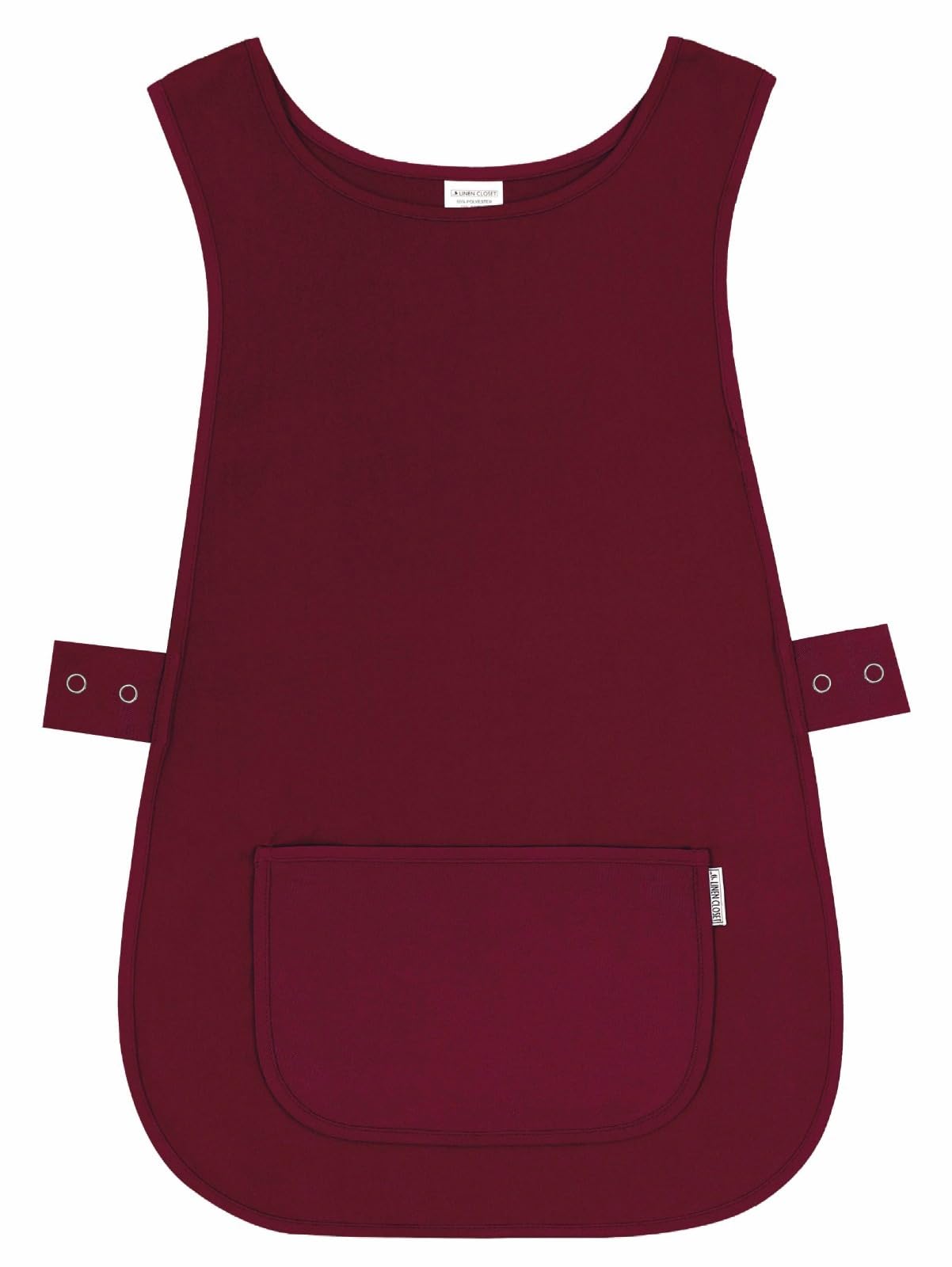 (L, Burgundy) Women Work Tabard With Pocket Apron For Men Cleaning, Salon, Kitchen, Gardening 5061001950904