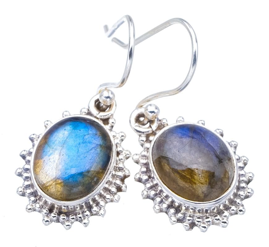 Labradorite boucles d'oreilles en argent, le cadeau artisanal idéal F5787