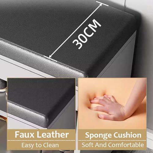 Étagère à chaussures rembourrée avec grand coffre rabattable - 2