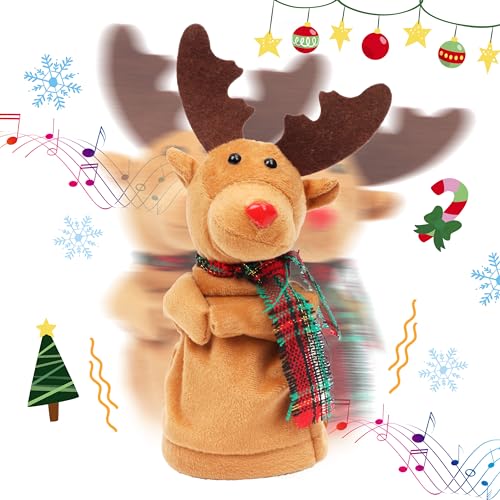 Cuteoy Musical Dancing Christmas Reindeer Plush Toy Singing Swinging Electric Elk Interactive Xmas Birthday Gifts for Toddlers Kids