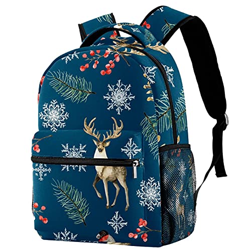 Sac à dos de voyage pour homme et femme bleu foncé motif élan chic