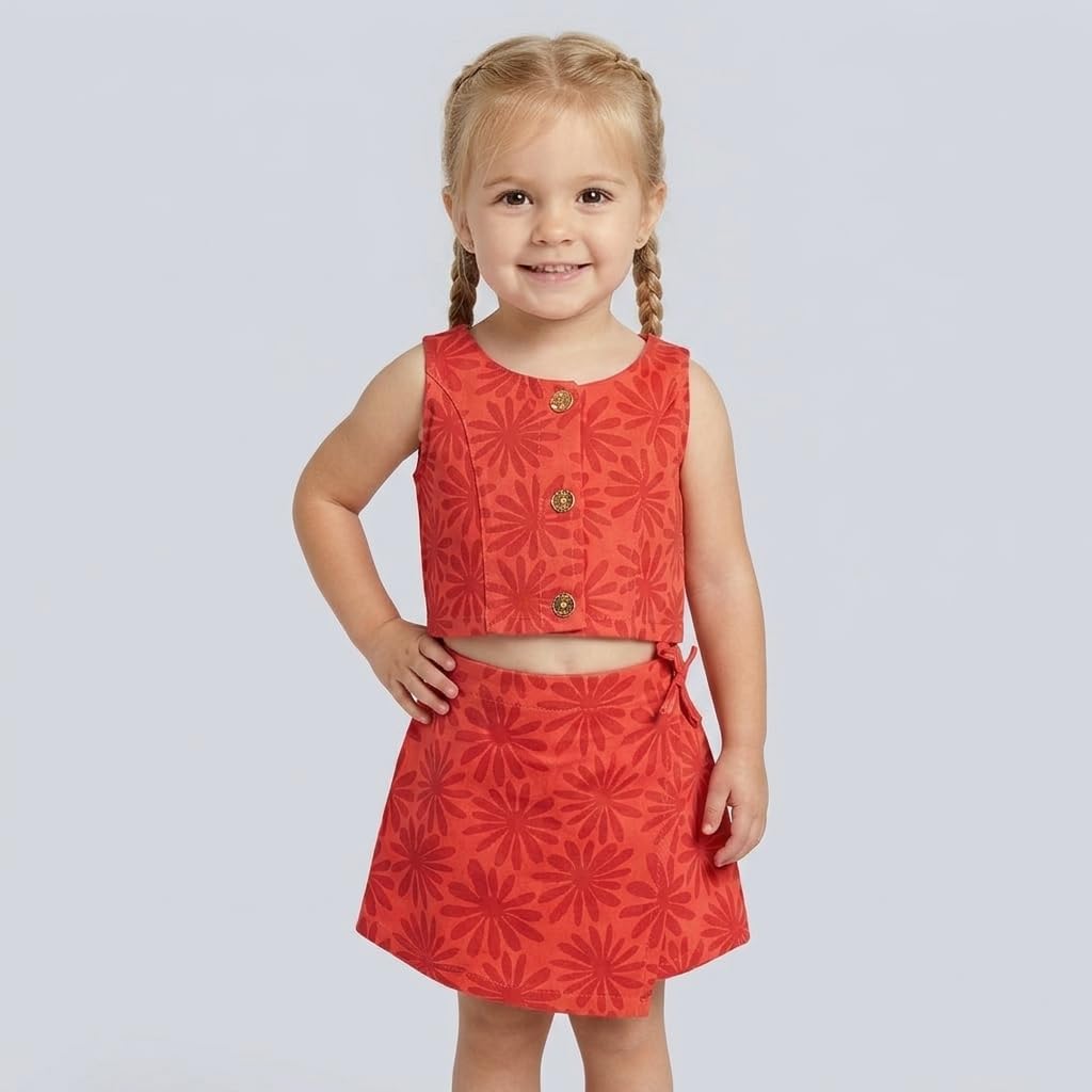 Vince Camuto Clothes Girls’ 2-Piece Skirt Set with Graphic Top & Skirt – Stylish Outfit for Toddler to Big Girls (2T-12)