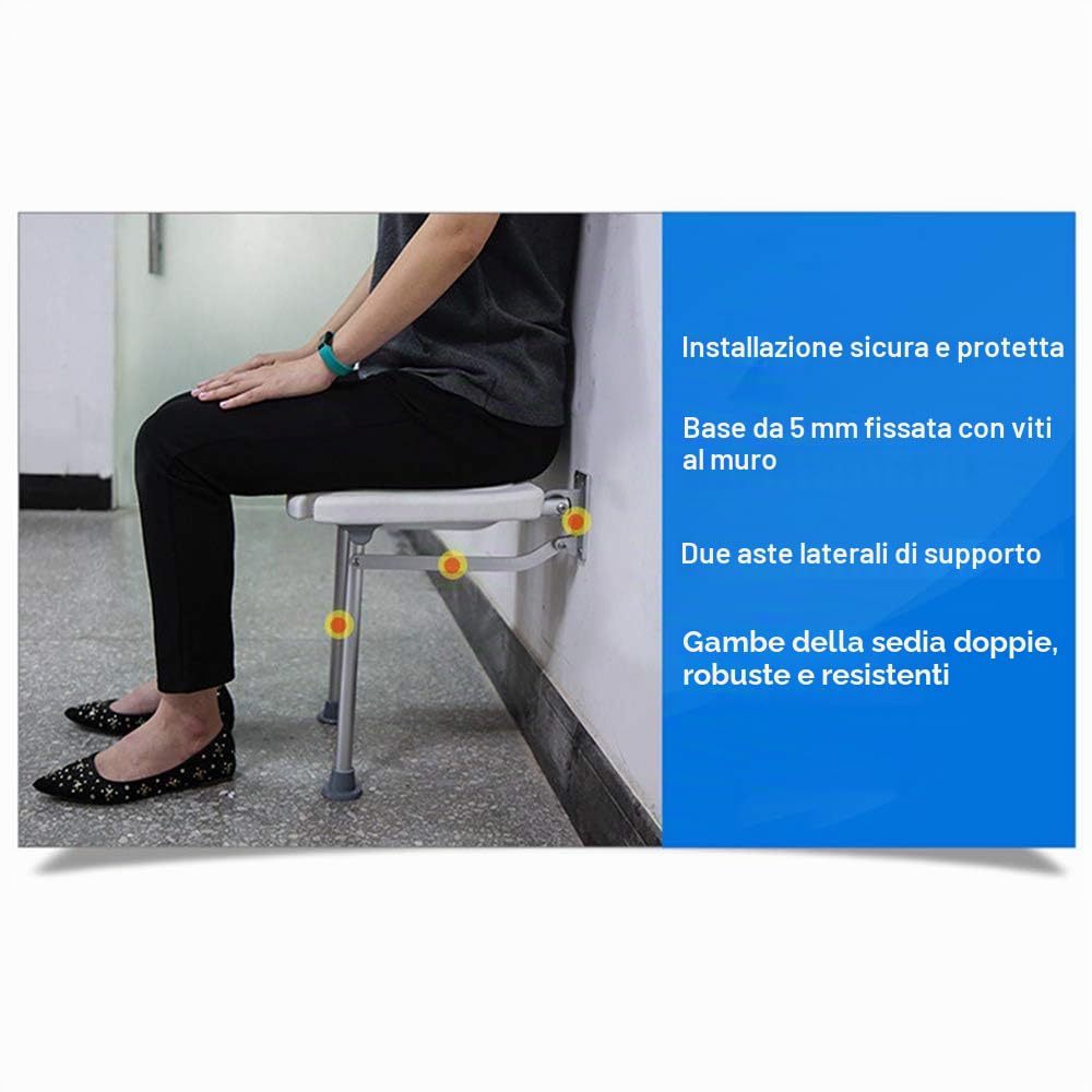 Sedia da doccia pieghevole, Weytoll sedile da doccia pieghevole con gambe, sgabello da bagno con sedile da doccia a parete per anziani