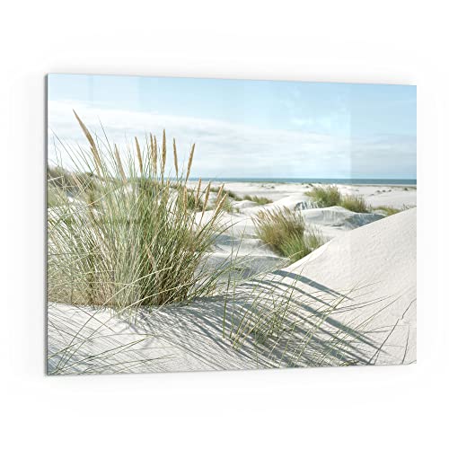DEQORI Küchenrückwand Glas | Motiv Dünen an Nordseeküste | 80x60 cm | Bad- oder Herd-Rückwand | Herdblende Spritzschutz für Küche & Badezimmer | moderne Deko für Fliesenspiegel