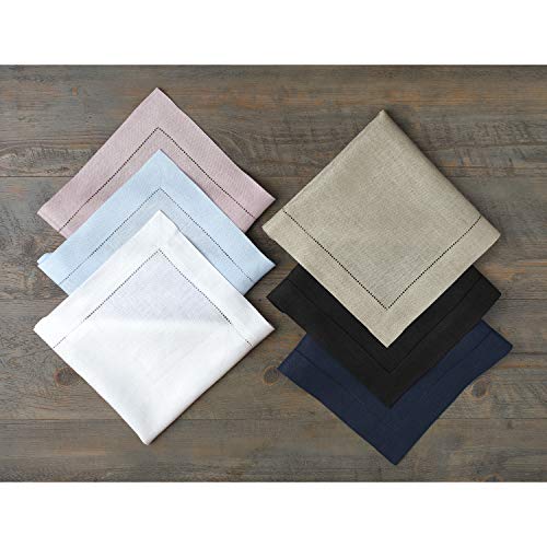 Solino Home Light Blue Linen Napkins Set of 4-100% Pure Linen Hemstitch Dinner Napkins 20 x 20 Inch for Summer - Classic Hemstitch by Solino Home - Image 9