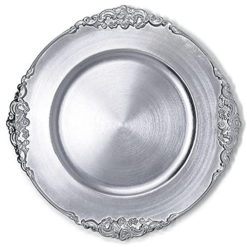 Platos Cargadores Redondos Floral Silver x48