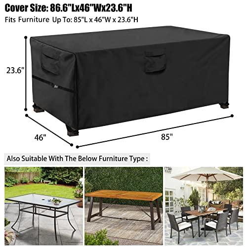 Womaco Patio Table Covers For Outdoor Furniture, Rectangular/Oval Waterproof Lawn Furniture Covers, Heavy Duty Outside Dining Table Chair Cover 84 In (86.6"L X 47"W X 23.6"H) #TOP1