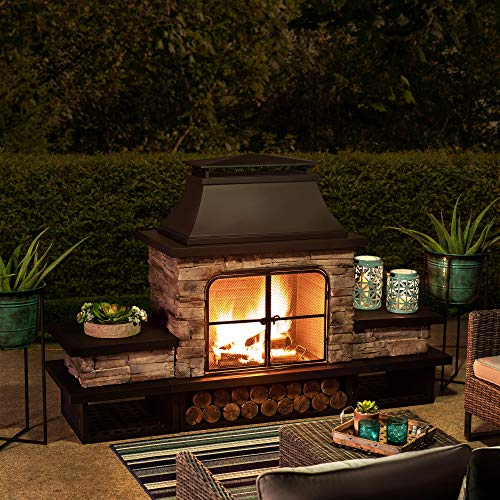 Sunjoy A304001201 Concordia Collection Wood Burning Fireplace, Black - Thumbnail 4