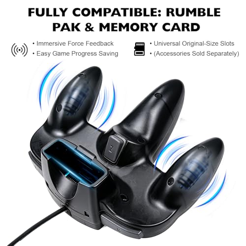 Image of miadore 2 Pack Classic N64 Controllers (Black) Bundle with 2 Pack 6FT N64 Controller Extension Cable