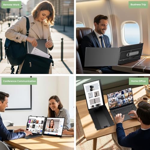 Image of ZUMWALT Laptop Screen Extender, 14 inch FHD 1080P Dual Portable Monitor for Laptop, Ultra-Thin Travel Monitor Extender Fit 13 inch-17.3 inch, Plug and Play Compatible with Windows /Mac /Android /Chrome /Switch