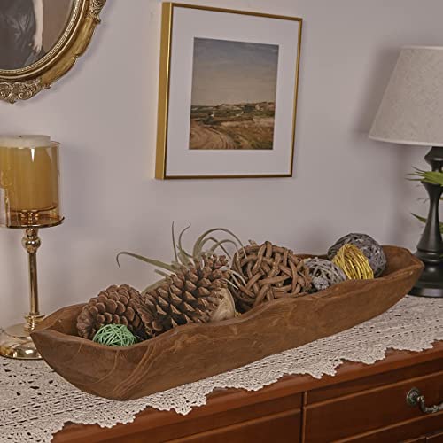 Wood-Dough-Bowl-Hand-Carved-Rustic-Large-Wooden-Dough-Bowls-for-Decor-Farmhouse-Long-Decorative-Wooden-Bowls-for-Table-Centerpiece-Coffee-Table-Home-Kitchen-DecorBrown-3325-Length Wood Dough Bowl Hand Carved Rustic Large Wooden Dough Bowls for Decor Farmhouse Long Decorative Wooden Bowls for Table Centerpiece Coffee Table Home Kitchen DecorBrown 3325 Length