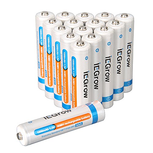 iEGrow AAA Ni-MH Rechargeable Batteries 1000mAh (16-Pack)