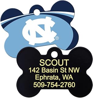 GoTags North Carolina Tar Heels NCAA Personalized Engraved Sports Team Dog Tags, Bone Shape Pet ID Tags
