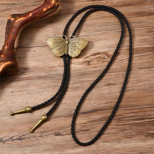Image of Joxevyia Bolo Tie for Men Vintage Cow Skull Leather Rope Western Cowboy Necktie Vintage Bola Tie Gift for Him
