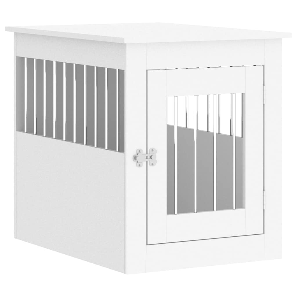 vidaXL Dog Crate Furniture, Doghouse with Fence, Dog Kennel with Lockable door, Dog Cage for Indoor Living Room, White Engineered Wood — image 1