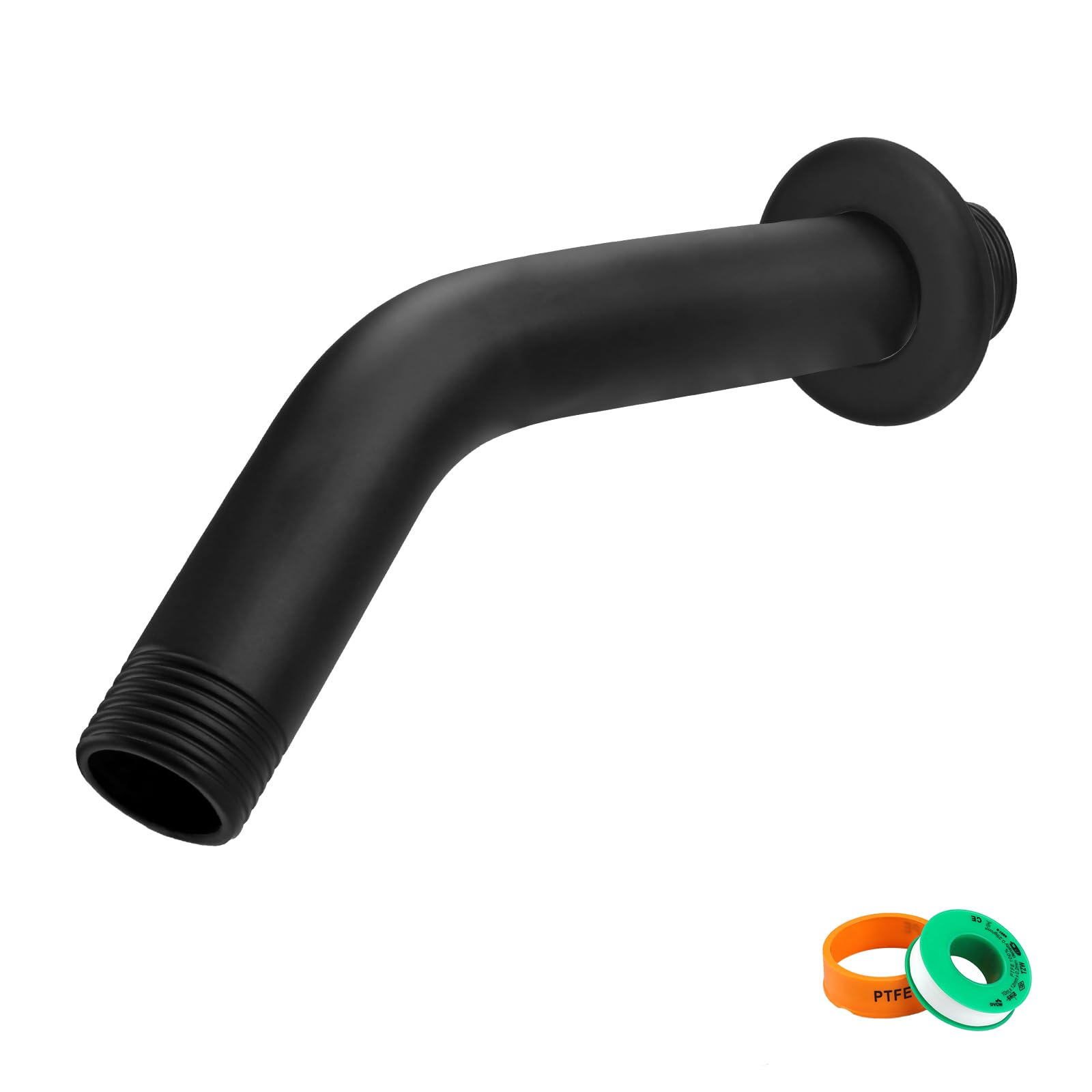 Braccio Doccia Estensibile 15 cm in Acciaio Inossidabile Nero, Finitura Cromata con Fascia Valvola e Base Decorativa, Compatibile con Soffioni Doccia Fissi ed Estensibili