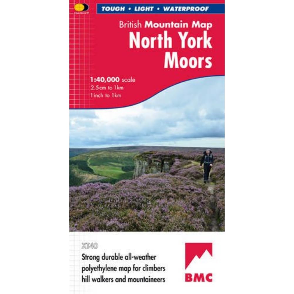 UK Mountain Map North York Moors Harvey BMC Approved Lightweight Waterproof