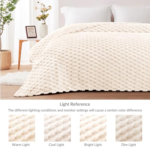 Whale Flotilla Kuscheldecke Flauschige Decke mit 3D-Jacquard-Muster, Exquisite und Warme Wohndecke Sofadecke für Ganzjahreszeiten, 130x150 cm, Weiß