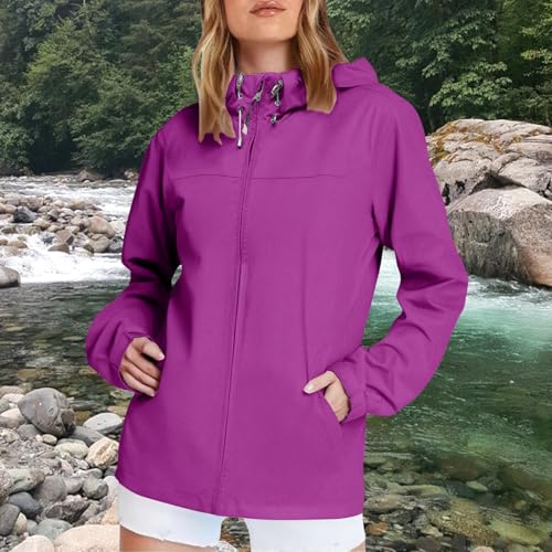 Chaqueta impermeable ligera mujer tipo gabardina larga con capucha ajustable 5