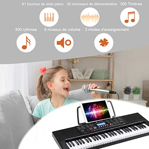 COSTWAY Clavier Piano Electrique 61 Touches avec Stand,Microphone,Ecran,Haut-parleur Amplificateur 300 Sons, 300 Rythmes… - Les Beatles, Paul McCartney, John Lennon, RIngo Starr, George Harrison COSTWAY Clavier Piano Electrique 61 Touches avec Stand,Microphone,Ecran,Haut-parleur Amplificateur 300 Sons, 300 Rythmes… – Image 7