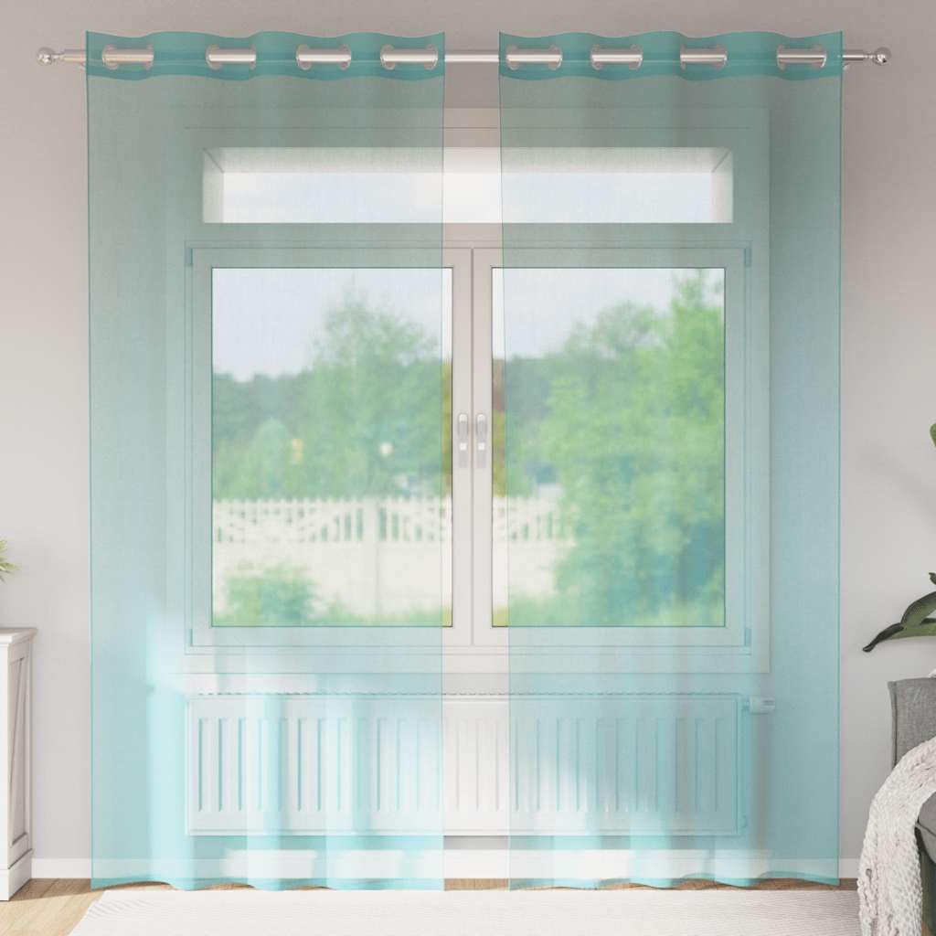 AJJHUUKI Decor-Window Treatments-Curtains & Drapes-Voile Curtains with Grommets 2 pcs Turquoise