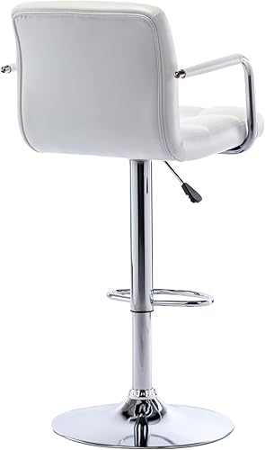 Miniatura 30 de Vogue Furniture Direct Moderno taburete de bar cuadrado de piel sintética, taburete de bar giratorio ajustable con respaldo y brazos, silla de