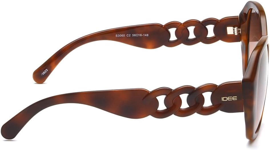 IDEE 100% UV Protected Sunglasses for Women with Shiny Brown Demi Polycarbonate Frame Size Large with Brown Lenses