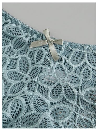 Image of Verdusa Women's Lingerie Sets 6 Piece Lace Bow Floral Underwear Bras Wireless Padded Bra and Panty Set