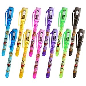 12 Geheime Pen met UV-licht, Onzichtbare Schrijven, Spy Onzichtbare UV Pennen Detective Verjaardagsfeestje Accessoire…