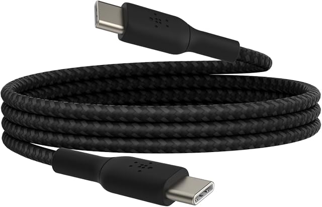Belkin Boost Charge Örgülü USB-C, Hızlı Şarj Cihazı, USB-C Şarj Kablosu, i Phone 16, 15, Samsung Galaxy S24, S23, Pixel, i Pad, Mac Book, Nintendo ve Daha Fazlası için Hızlı Şarj, 1 Metre, Siyah — Amazon ürün görseli