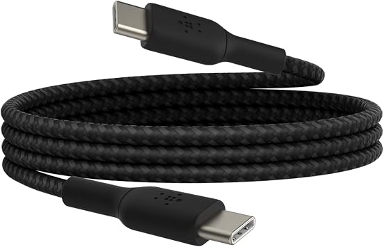 Belkin Boost Charge Braided USB-C, Fast Charger, USB-C Charging Cable, Fast Charging for iPhone 16, 15, Samsung Galaxy S24, S23, Pixel, iPad, MacBook, Nintendo and More, 1 Meter, Black