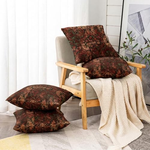 Image of ishro home Premium Cushion Cover 16 inch x 16 inch | Luxury European Mosha Fabric | Love at First Sight Designs | Hidden Zipper | Machine Washable, Non- Fading | (2, Jaipuri Riwaayat, 16 x 16 Inches)