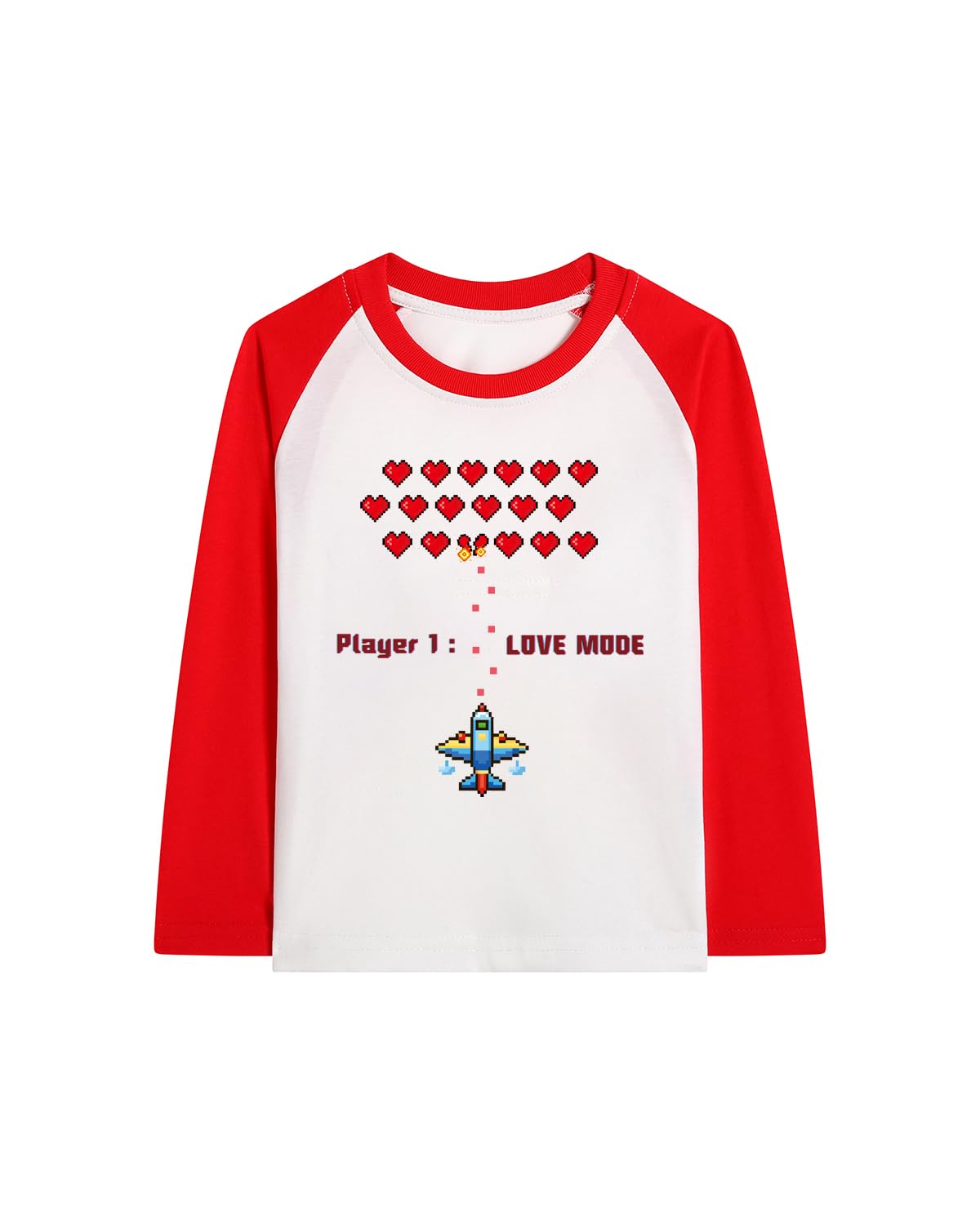 Toddler Girls Boys Valentines T-Shirt Love Heart Dinosaur Tractor Raglan Long Sleeve Tees for Kids 2 to 7 Years