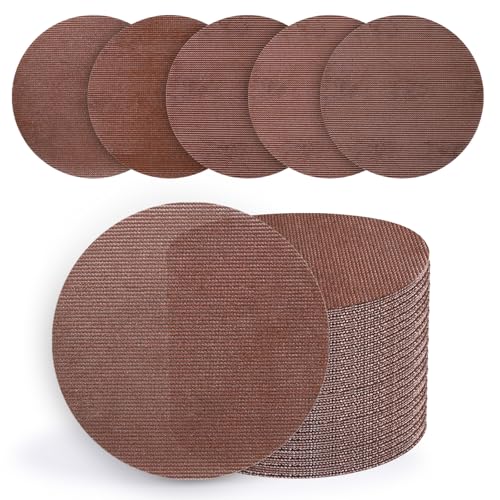 Image of 50 Pcs 5 Inch Mesh Sanding Disc Assortment for Random Orbital Sander | 80 120 180 240 320 Grit, Dust Free & Anti-Clogging Hook & Loop Round Sandpaper for Woodworking, Furniture & Metal