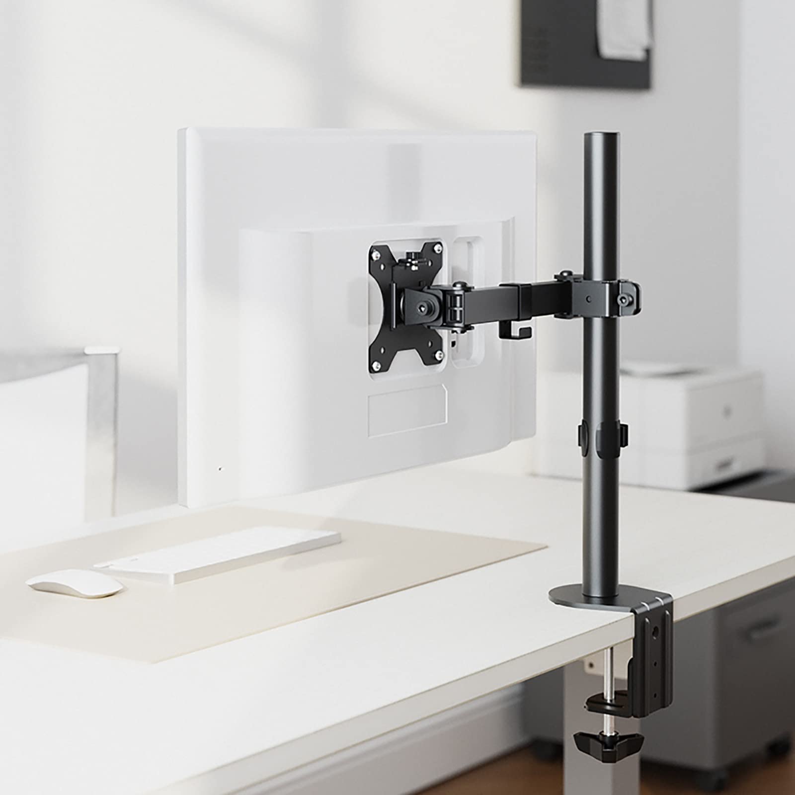 asdchZen Single Monitor Stand,Fully Adjustable Monitor Arm Stand With Clamp And Grommet Base,Fits 13-32 Inch Screens,75X75 100X100 Mm