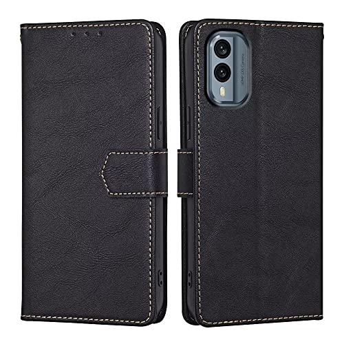 RankOne Funda Compatible con Nokia X30 5G (6.43' Inches), Funda de Piel Tipo Folio Flip Protectora con Ranura para Tarjeta Carcasa - Negro