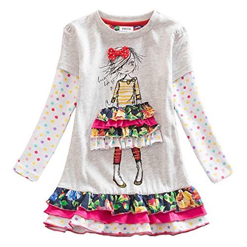 VIKITA Toddler Girls Dresses Long Sleeve Girl Dress for Kids 3-8 Years LH3660, 4T