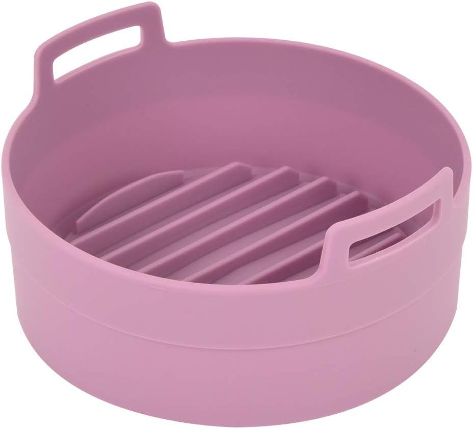 JNE Reusable Heat Resistant Food Safe Silicone Bowl/Pot for Air Fryer and Microwave (PINK - 6.3inch in diameter)
