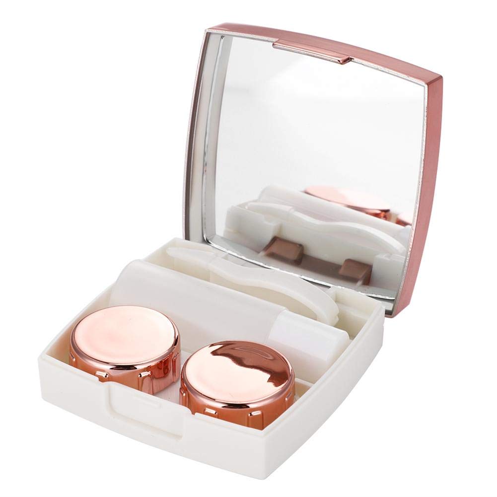 Contact Lens Cases,Portable Contact lenses Box Included Mirror/Case/Tweezers Container Holder Cleaning Holder Soak Storage Travel Contact Lens Kits (Pink)