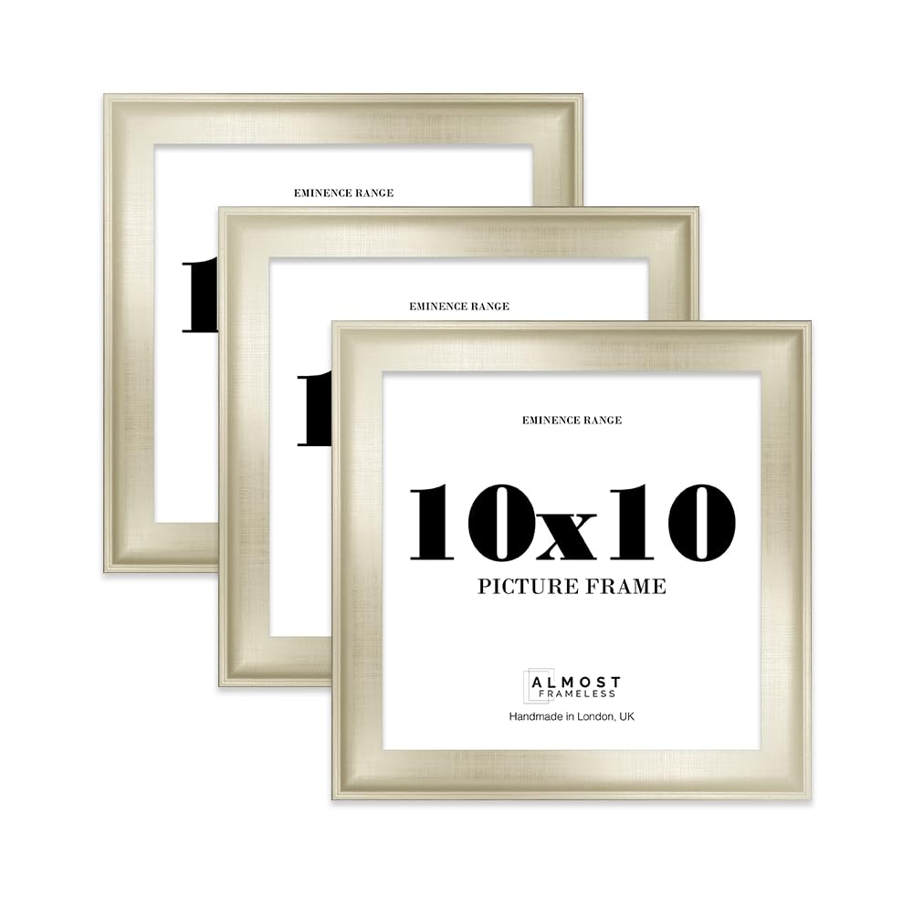 10x10" Oak Picture Frame - Rustic Wood Industrial Effect Photo Frame for Wall Display, Ideal for Posters, Prints & Home Décor, Wall Hooks and Kickstand, 32mm Edge - 3 Pack