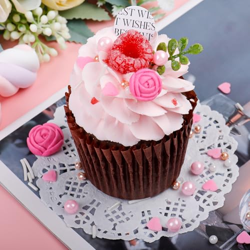Image of Flower Sprinkles for Cake Decorating, 11.3oz Red Pink Heart Pearl Sprinkles | Edible Sprinkles for Valentines Mothers Day Baking Cupcakes Cookies