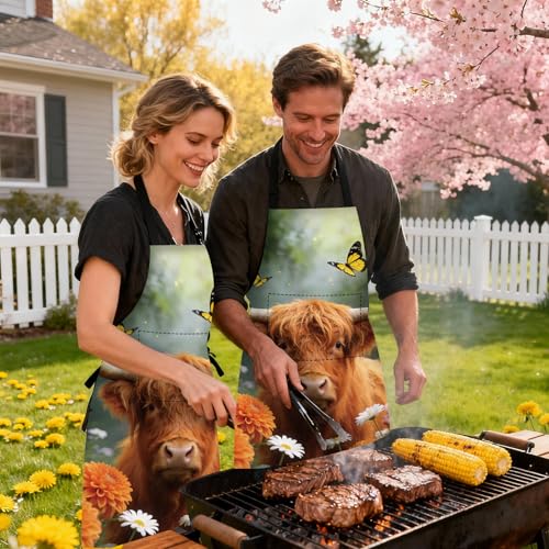 Image of Nuxovilar Decorative Kitchen Apron, 26.77x30.70 Inch Polyester Cooking Wearable Cover