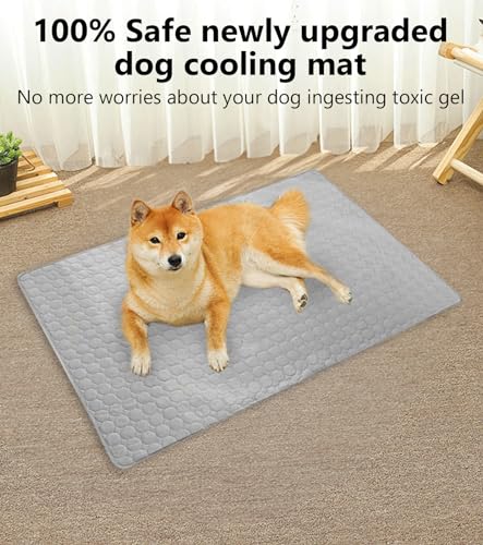 Octonyluck Kühlmatte Hund, Kühlmatte für Hunde und Katzen Selbstkühlende Matte, Kühldecke Kühlkissen für Grosse Hunde kleine Dog, Waschbar Haustiere Matte, Grau, 70x100 cm