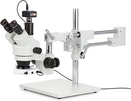 AmScope SM-4T-80S-M Microscopio Digital Profesional Trinocular Estéreo Zoom, WH10x Oculares, Aumento 7X-45X, Objetivo de Zoom 0.7X-4.5X, Anillo de