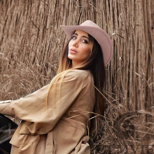 Image of GEMVIE Suede Cowboy Hat for Men Women Roll up Brim Cowgirl Hat Classic Country Cowboy Hat