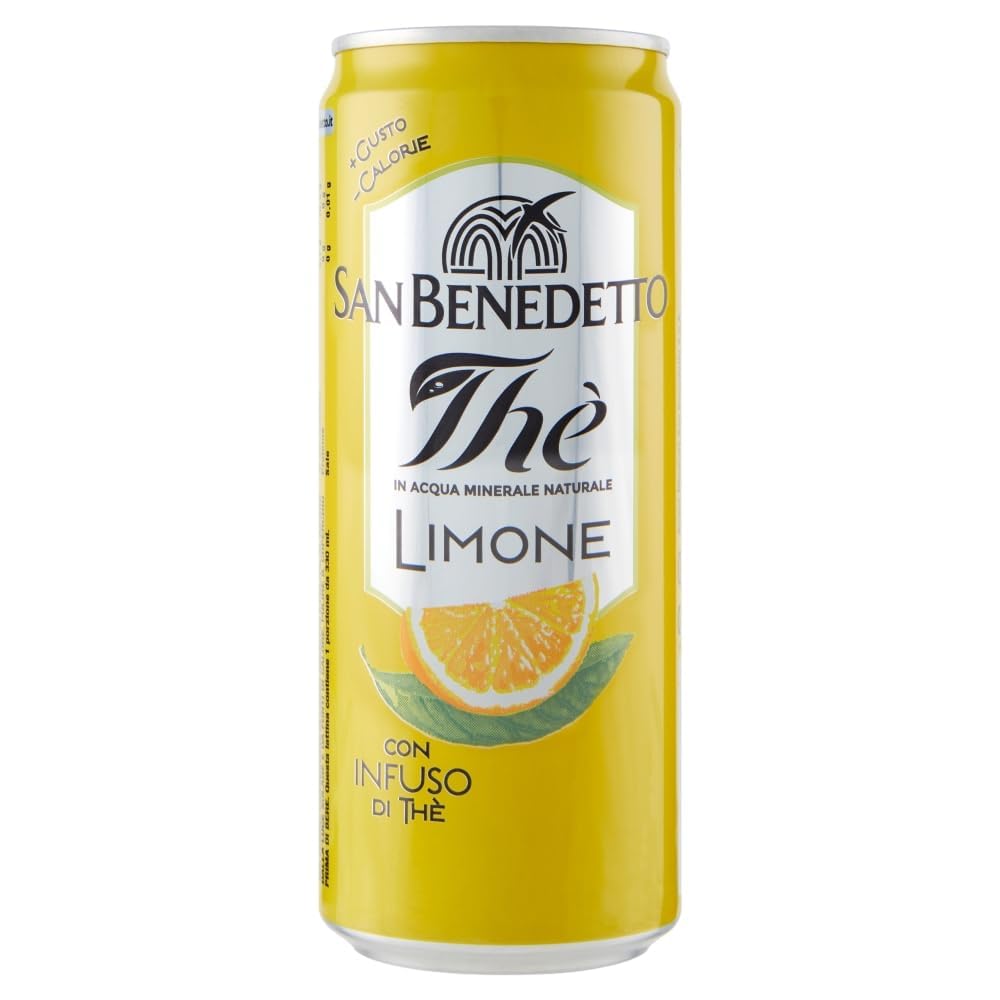 Italian Gourmet San Benedetto Thé Glacé Citron 48x330 ml, Boisson Rafraîchissante, Ice Tea Lemon, Pack Familial, Lot Économique, Canettes, Boisson Froide, Été, Repas, Snack + Italian Gourmet Polpa