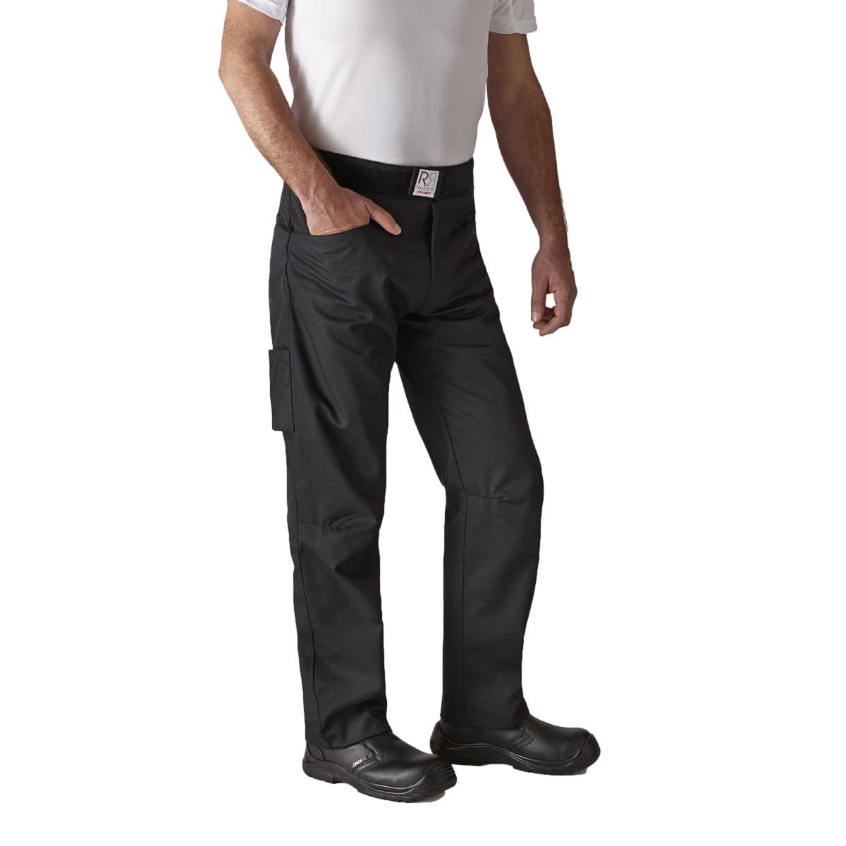 ROBUR - Pantalones de Cocina - ARENAL - Negro - Cinturón Regulable (T3 - L)
