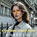 KANASTAL Night Vision Glasses for Men Women Nighttime Driving Glasses Anti Glare and Anti Bluelight Non-polarized Yellow Lens Sunglasses Classic Fashion Square Design