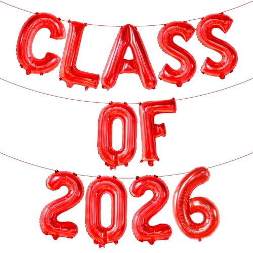 Image of Graduation Decorations 2026 | Red Class of 2026 Balloons - 16 Inch | Graduation Balloons Class of 2026 Decorations, Grad 2026 | 2026 Graduation Party Decorations, Grad Party Decoration, KatchOn